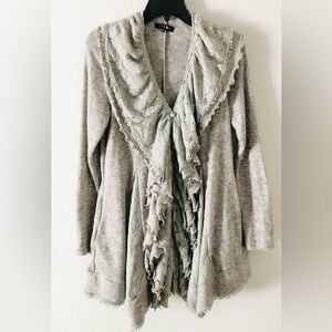 Ryu Anthropologie Ruffle Cascade Cardigan Sweater